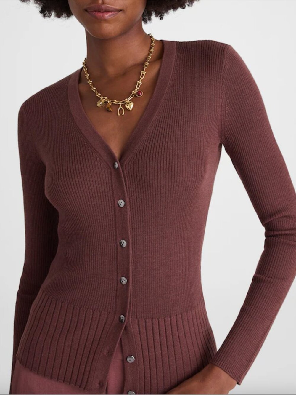 🤎 Madewell V-Neck Cardigan in Merino-Silk Blend Size S | Dark Brown